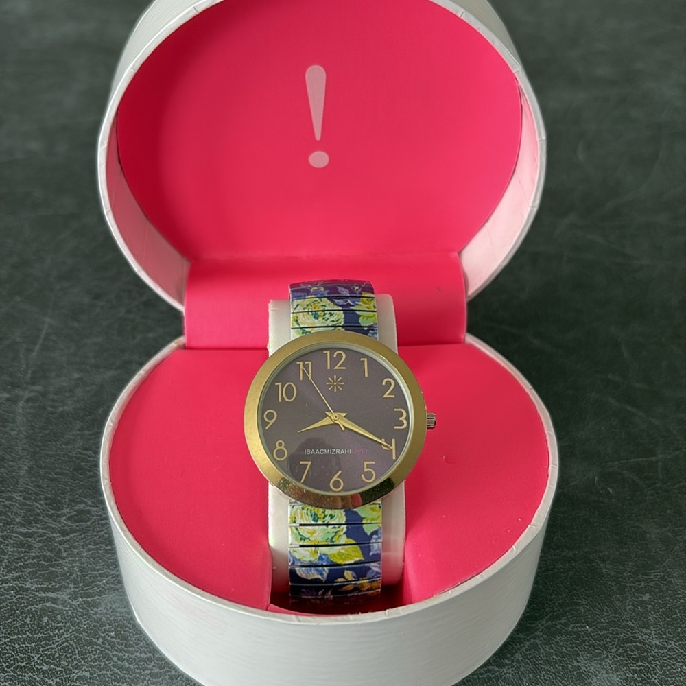 Isaac Mizrahi Live! Goldtone and blue Floral Watch - Picture 2 of 7